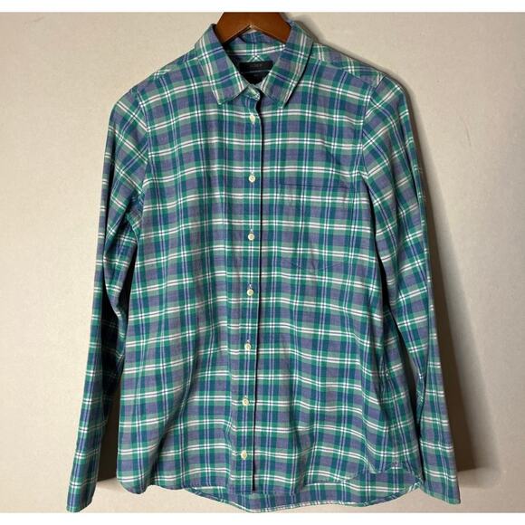 J. CREW Blue & Green Plaid Button Down Long Sleeve Boy Shirt - Picture 2 of 4